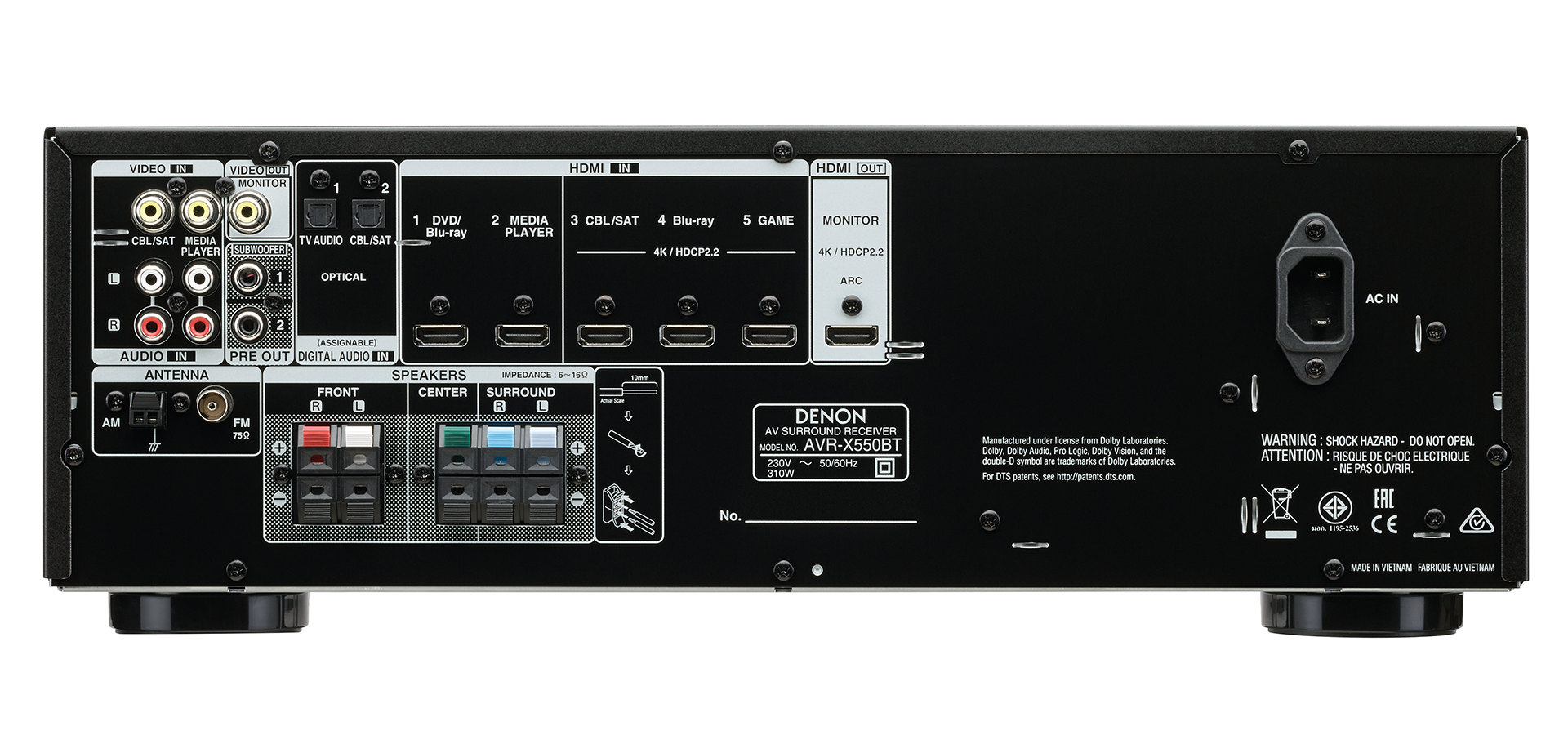 Âm thanh hi-fi Ampli Denon AVR-X550BT nhập khẩu