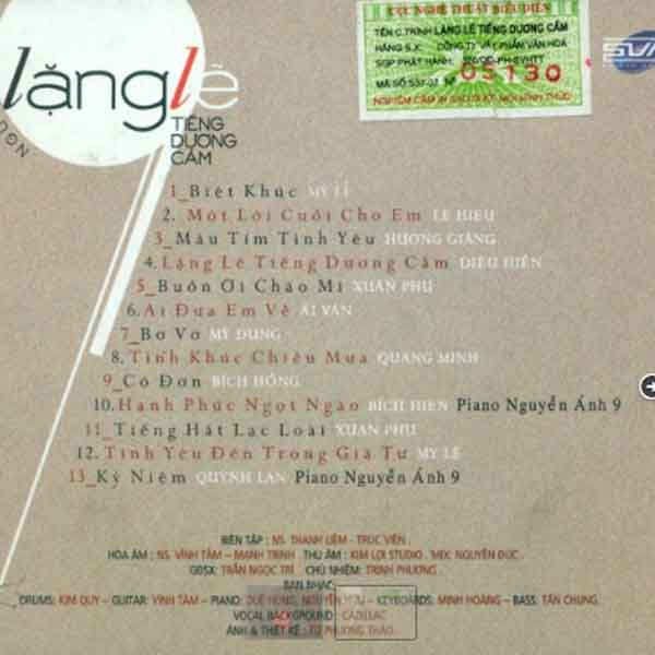 Đĩa CD - Nguyễn Ánh – Lặng lẽ tiếng dương cầm